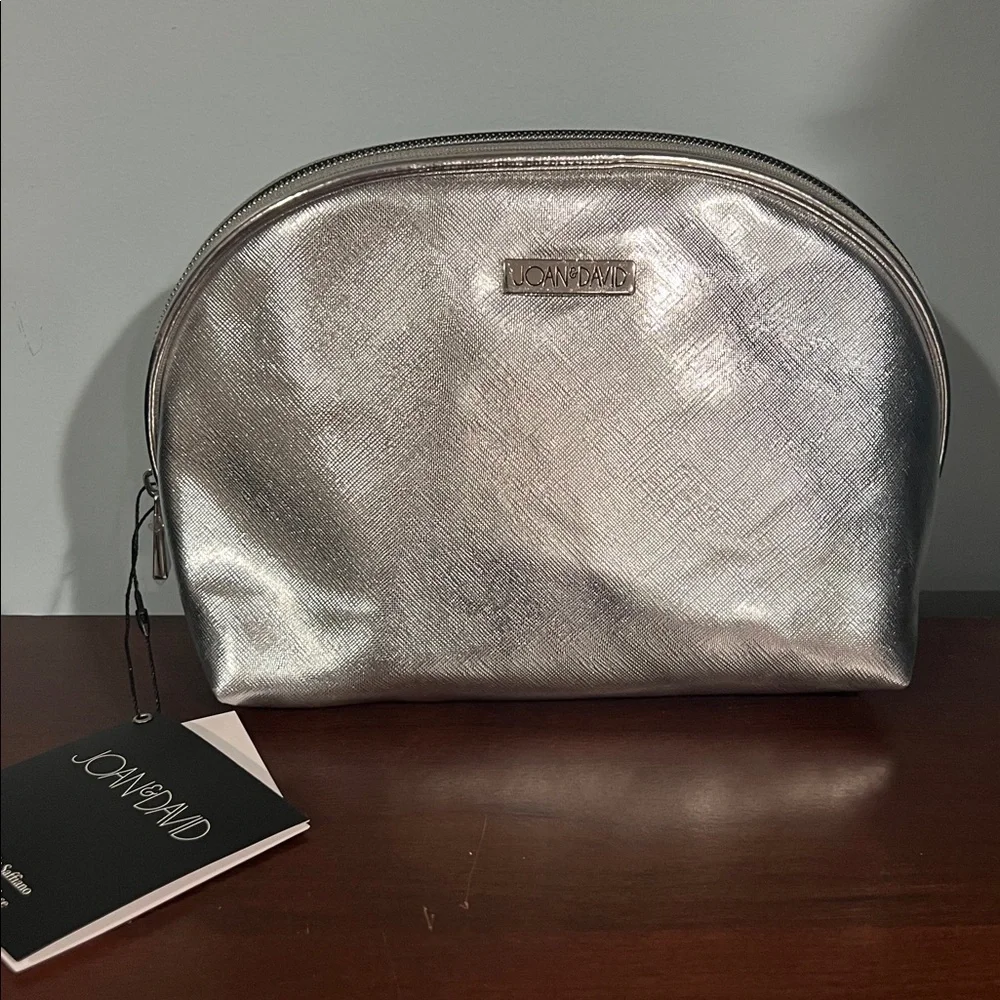 Joan & David Metallic Silver Cosmetic Bag